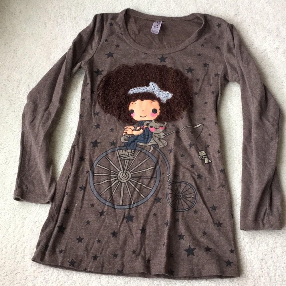 ‼️3 for $20 Korean Shirt Girl Bike long sleeve